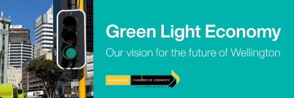 Green light on a teal background with the name of the report